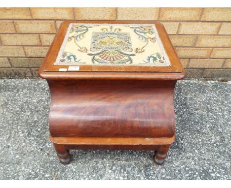 A good quality box commode with tapestry top, approximately 42 cm x 49 cm x 52 cm.