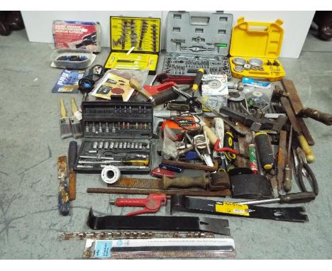 Tools. Various. Tap and Die set, craft knife set and large quantity of various mostly used wood working tools.Lot description
