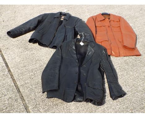 Three gentleman's vintage leather jackets. [3]Lot descriptions reflect the cataloguer's opinion only and do not constitute a 