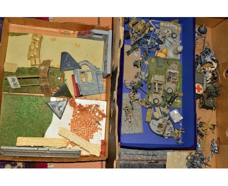 A QUANTITY OF MAINLY GERMAN WWII MILITARY MODELS AND DIORAMAS, etc, metal and plastic, scratchbuilt and constructed from kits