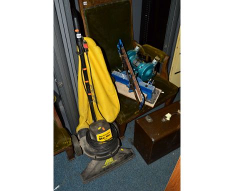 A MCCULLOCH MAC VAC INDUSTRIAL CLEANER, together with a Clarke bench grinder and a mitre saw (3)