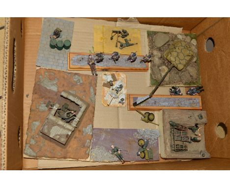 A COLLECTION OF SMALL WWII DIORAMAS, scratchbuilt and constructed from plastic kits, assorted scales and manufacturers, all c