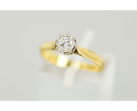 A SINGLE STONE DIAMOND RING set with a brilliant cut diamond, estimated diamond weight 0.20ct, stamped 18ct and Plat, ring si