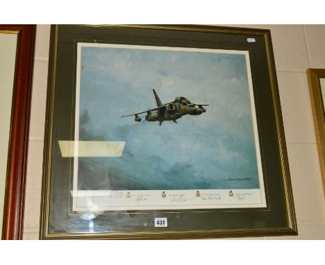 MICHAEL RONDOT (BRITISH/CANADIAN 20TH CENTURY), a limited edition print 25/450 of a Royal Air Force Jaguar aircraft, signed b