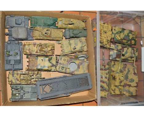 A QUANTITY OF WWII GERMAN MILITARY VEHICLES, metal and plastic, constructed from kits, assorted scales and manufacturers, all