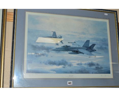 MICHAEL RONDOT (CANADIAN/BRITISH 20TH CENTURY), 'Top Cover', a limited edition print by the ex RAF pilot, depicting F/A 18 Ho