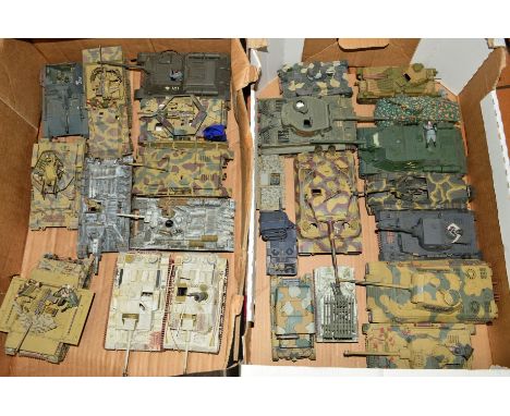 A QUANTITY OF WWII GERMAN MILITARY VEHICLES, metal and plastic, constructed from kits, assorted scales and manufacturers, all