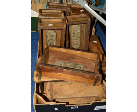 A QUANTITY OF VINTAGE WOODEN BRICK MOULDS