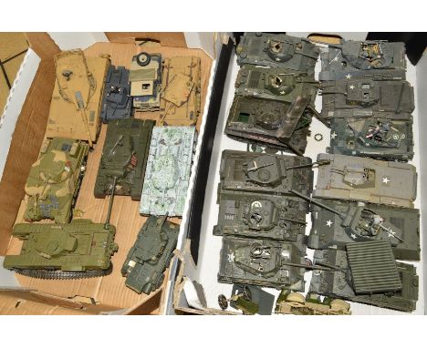 A QUANTITY OF WWII AND LATER AMERICAN AND ALLIED MILITARY VEHICLES, metal and plastic, constructed from kits, assorted scales
