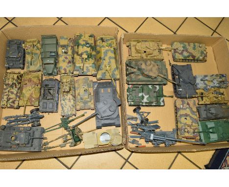 A QUANTITY OF WWII GERMAN MILITARY VEHICLES, metal and plastic, constructed from kits, assorted scales and manufacturers, all