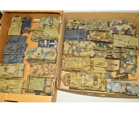 A QUANTITY OF WWII GERMAN MILITARY VEHICLES, metal and plastic,constructed from kits, assorted scales and manufacturers, all 