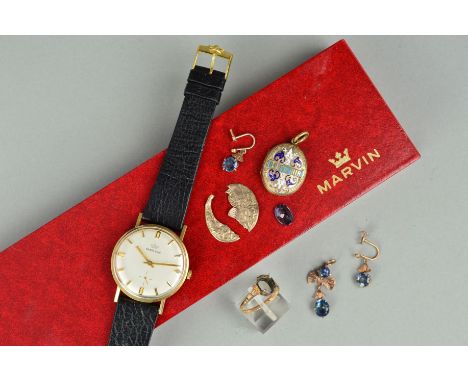A MID TO LATE 20TH CENTURY GENT'S MARVIN REVUE WRISTWATCH, round case, silvered dial,, seconds sweep subsidiary dial at six o