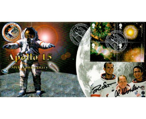 Apollo15 moonwalker Dave Scott and CMP Alfred Worden signed Space cover NASA Astronauts. 2001 30th Anniversary Apollo 15. pos