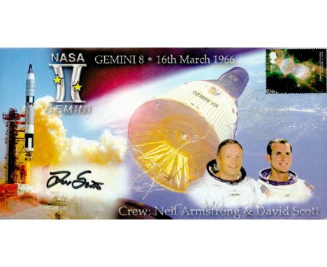 Gemini 8 Apollo 9 Apollo 15 moonwalker Dave Scott signed Space cover NASA Astronaut. 2002 postmarked cover. superb illustrati