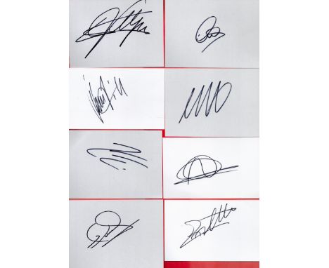 Formula One World Champions Collection 10 signed 6x4 white post cards includes great signatures such as Lewis Hamilton, Max V