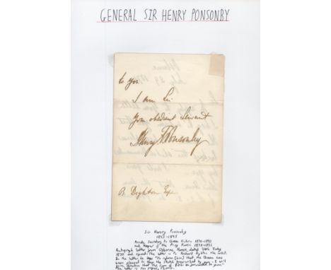 Queen Victoria Private Secretary General Sir Henry Ponsonby ALS Dated 29th July 1870. Addressed to Artist Richard Dighton. Le