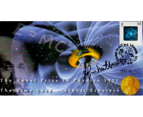 NASA Astronaut Apollo 14 moonwalker Dr Edgar Mitchell signed Space Nobel Prize 2001 postmarked cover. Commemorates The Nobel 