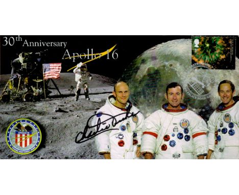 Apollo 16 Charlie Duke Moonwalker signed 2002 30th Ann Space cover NASA Astronaut. Superb illustration on front of scenes fro