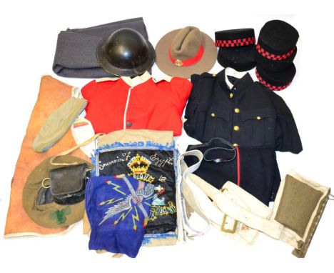 A Quantity of Uniform Parts, including a Gurkha Military Police slouch hat, three pill box hats to the 2nd Gurkha Rifles, two