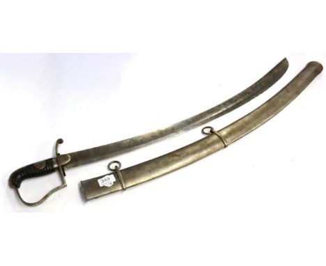 A 1796 Light Cavalry Trooper's Sword, the 81cm single edge slightly curved  broad fullered steel blade stamped Y on the back 
