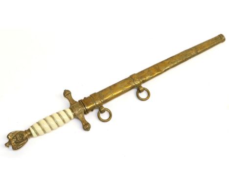 A German Third Reich Naval Dirk, the 25 cm double fullered blade etched with fouled anchor and entwined dolphins, with maker'