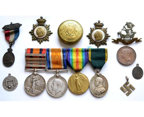 A Family Group of Four South Africa and First World War Medals, comprising Queen's South Africa Medal, to 6077 CPL.H.H.EASTWO