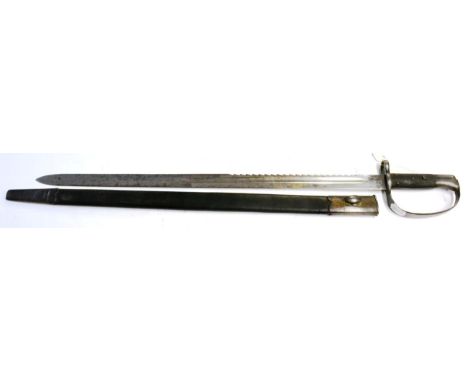 An 1879 Pattern Martini Henry Sawback Sword Bayonet, the blade stamped War Department arrow, Victoria cypher and various insp