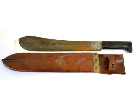 An American Second World War Legitimus Collins & Co Machete, the 37cm steel blade stamped with crowned arm and hammer logo, L