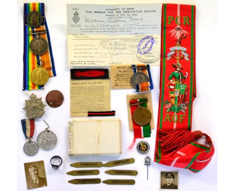 A First World War Pair, comprising British War Medal and Victory Medal, with dog tag, to 1432 TPR..J.G.CAIRNS. HOUSEHOLD BN. 