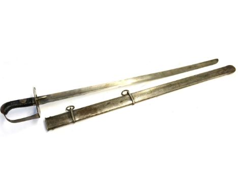 A British 1796 Heavy Cavalry Trooper's Sword by Daw, Birmingham, the 89cm single edge fullered steel blade stamped with a cro