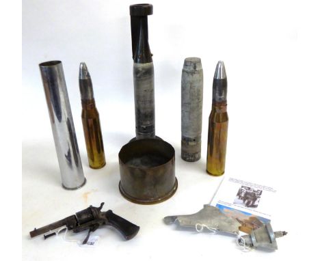 A Collection of First and Second World War Brass Shell Cases, Deactivated Ordnance and Ordnance Parts, together with a late 1