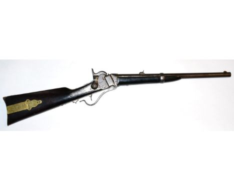 A Sharp's Model 1855 British .577 Calibre Breech Loading Percussion Carbine, the 48.5cm round barrel with hinged leaf rear si