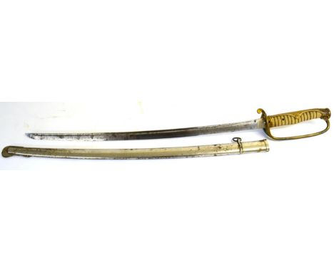 A Japanese Army Officer's Kyu-gunto Sword, the 66.5cm single edge steel blade with a narrow fuller running along the back edg