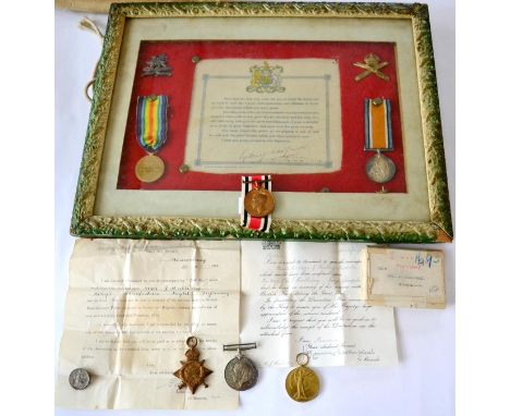 A Posthumously Awarded First World War Trio, to 8199 PTE.J.HALLIDAY.1/SHROPS.L.I., comprising 1914 Star, British War Medal an