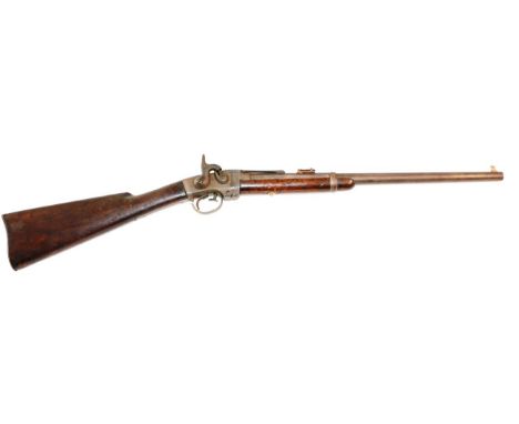 A US Civil War Smith Patent .50 Calibre Percussion Breach Loading Carbine, the 55cm round barrel octagonal at the breech, wit