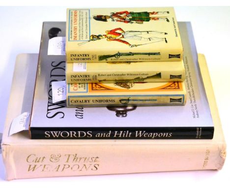 Five Reference Books:- three First Edition copies of A Blandford Encyclopaedia in Colour Infantry Uniforms 1 and 2, Cavalry U