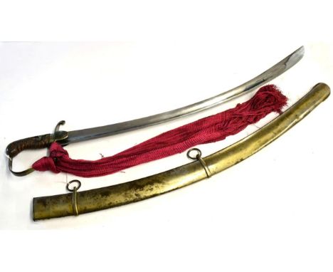 A George III 1796 Pattern Light Cavalry Sword, the 84.5 cm curved blade with single fuller, numbered ''B77'' to the back, the