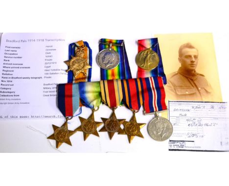 A First and Second World War Family Group: First World War trio, comprising 1914-1915 Star, War Medal and Victory Medal, to 1