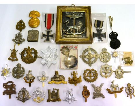 A Collection of Twenty-Eight Military Cap and Other Badges, in brass, white metal, bi-metal and staybrite, some possibly rest