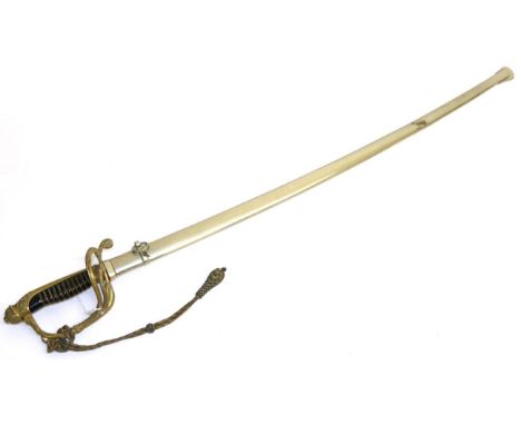 A 20th Century Portuguese Military Dress Sword, the etched single edge blade, length 85 cm, with part fuller, inscribed, ''Co