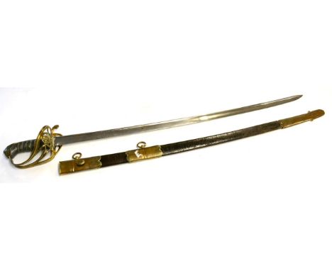 An 1822 Pattern Infantry Officer's Sword, the single edge, pipeback blade etched with the crest, arms and motto of the East I