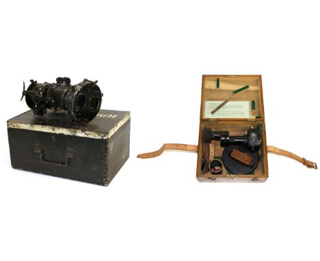 A Ross, London, 7 x 50 Binocular Gunsight, No.119310, black-enamelled finish, in wood case; and a Ross, London, Waymouth-Ross
