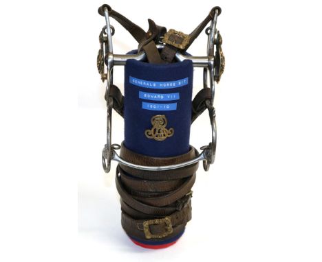 An Edwardian Cavalry Curb Bit to a General, the mouthpiece stamped BEST STEEL B C, with low port, S scroll cheekpieces with g