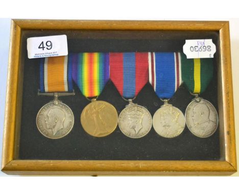 A First World War Group of Five Medals, awarded to 28121 PTE.A.(ARTHUR) COATES. YORK.R., comprising British War Medal, Victor