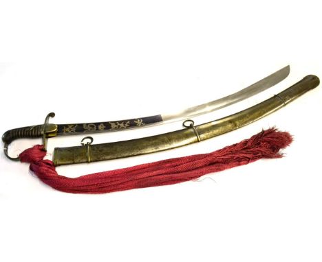 A Good George III 1796 Pattern Light Cavalry Officer's Sword, the 84.5 cm blade with single broad fuller, part blued and gilt