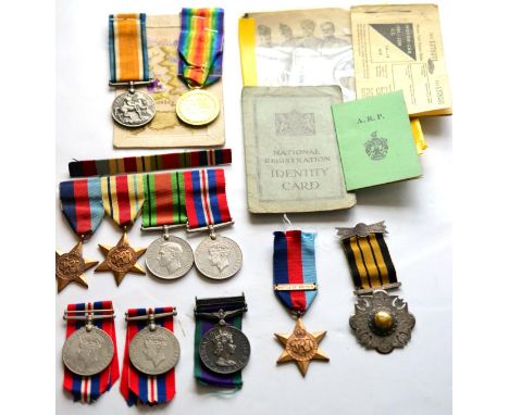 A First World War Pair, to 129282 PNR.L.BARTLE.R.E., comprising War Medal and Victory Medal, both stapled to a silk postcard;