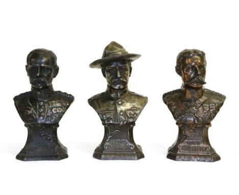 A Set of Three First World War Bronzed Spelter Busts, of Baden Powell (Founder of the Boy Scout Movement), Lord Roberts and L