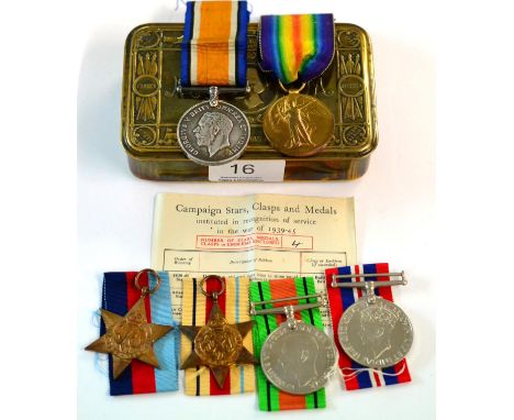 First World War Pair, comprising British War Medal and Victory Medal, to 124342 GNR.F.C.GILBERT.R.A.; a Second World War Grou