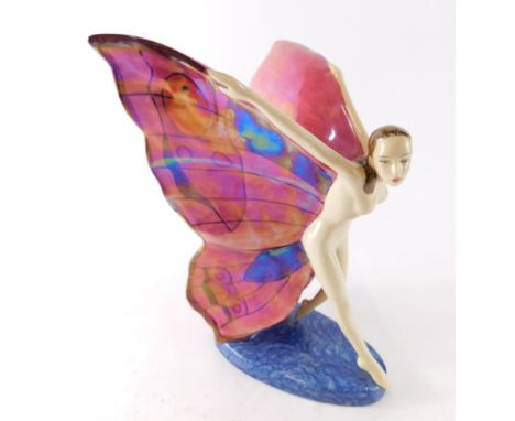 A Carltonware figure Butterfly Girl, limited edition number 130/350, pink colourway, printed marks beneath, 25cm high. 