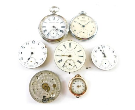 An early 20thC open faced pocket watch, with 4cm diameter Roman numeric dial, marked Kendall and Dent, with subsidiary Arabic